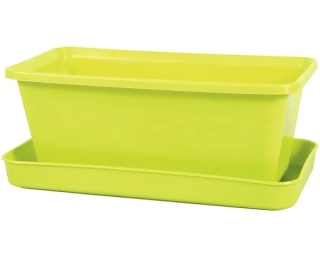 Truhlík s podmiskou plastový MINIGARDEN 21 cm zelený